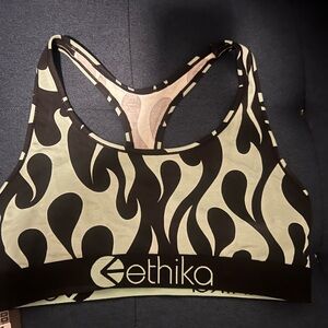 Ethika Women's Black and green Flame Sports Bra